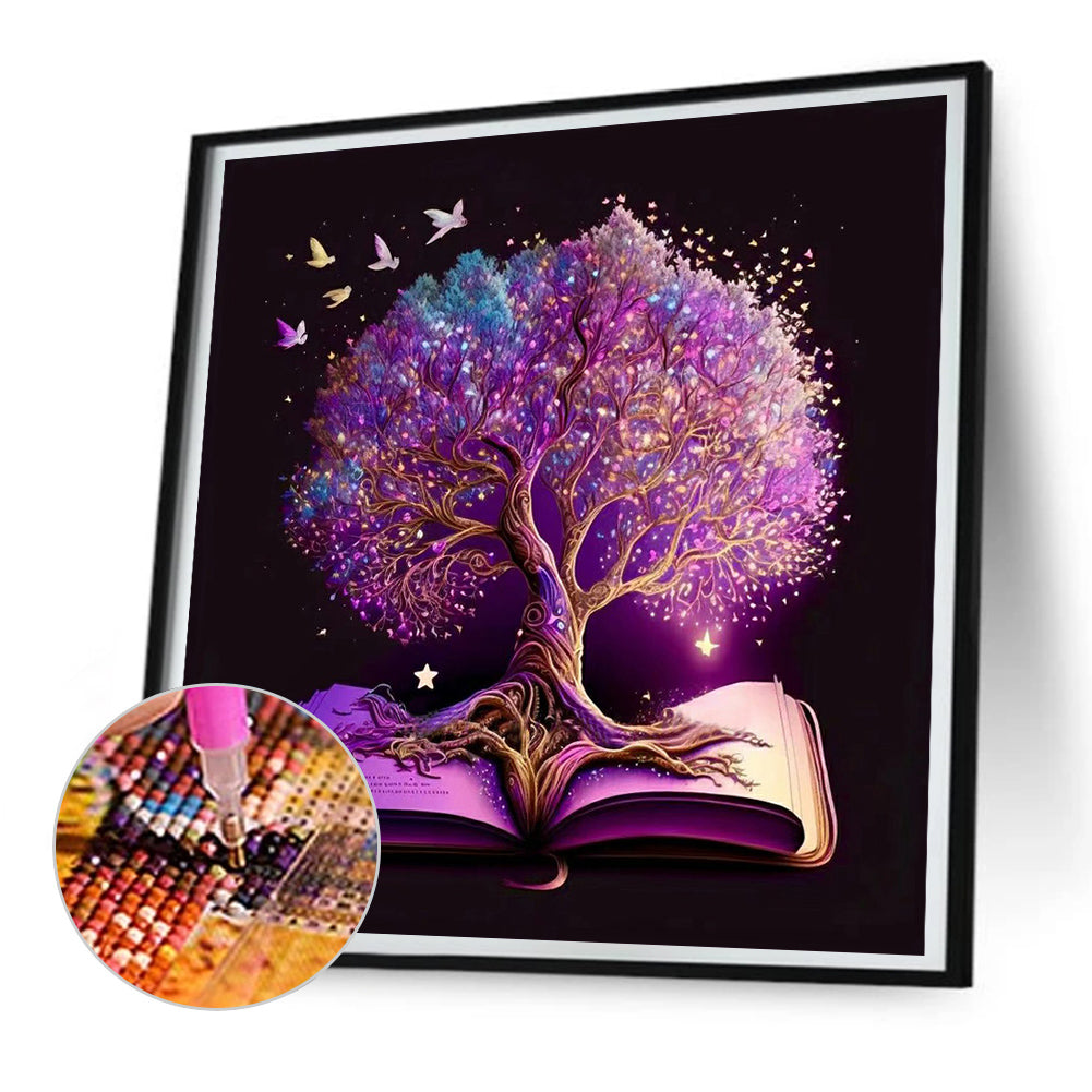 Tree Of Wisdom In Book - Full Round Drill Diamond Painting 30*30CM