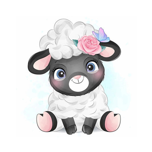 Lamb With Flowers - Full Square Drill Diamond Painting 30*30CM