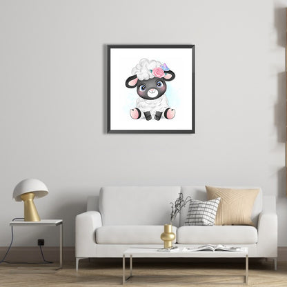 Lamb With Flowers - Full Square Drill Diamond Painting 30*30CM