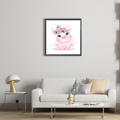 Piggy With Flowers - Full Square Drill Diamond Painting 30*30CM