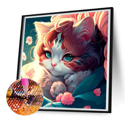Wake Up Cat - Full Round Drill Diamond Painting 30*30CM