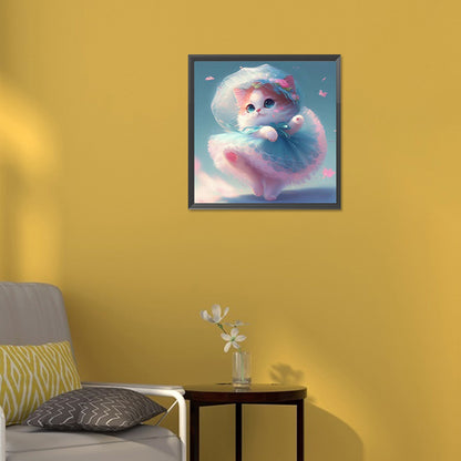 Dancing Cat - Full Round Drill Diamond Painting 30*30CM
