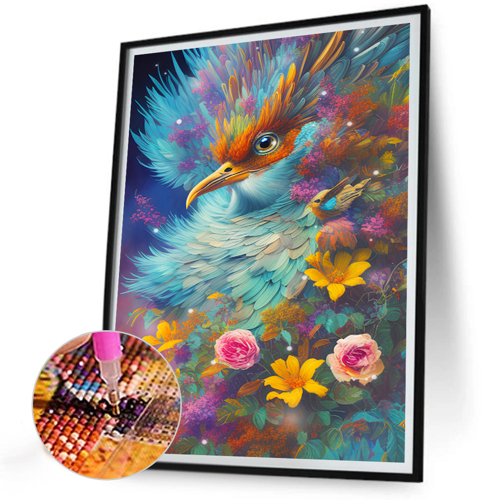 Bird Among Flowers - Full Round Drill Diamond Painting 30*40CM