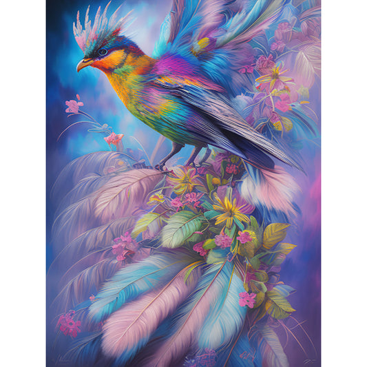 Bird With Feathers - Full Round Drill Diamond Painting 30*40CM