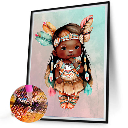 Native American Girl - Full Round Drill Diamond Painting 30*40CM