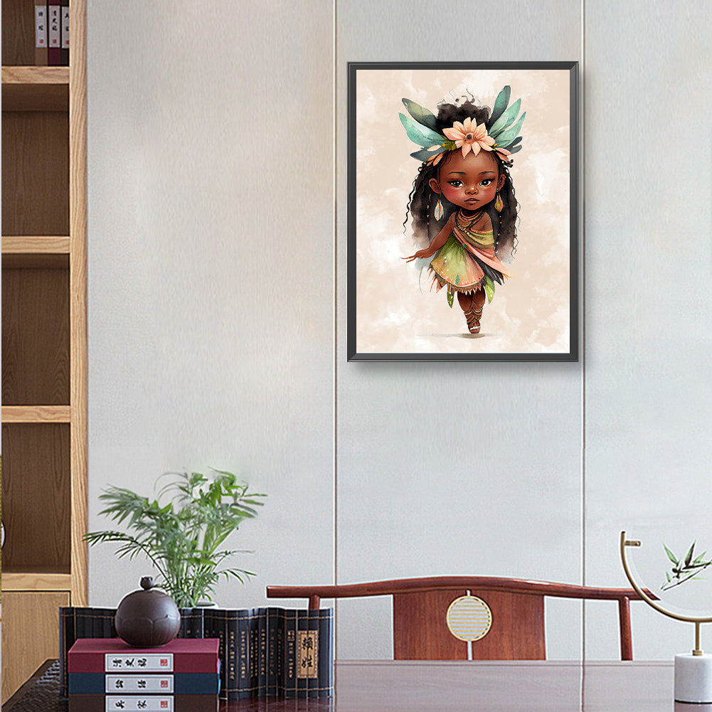 Native American Girl - Full Round Drill Diamond Painting 30*40CM