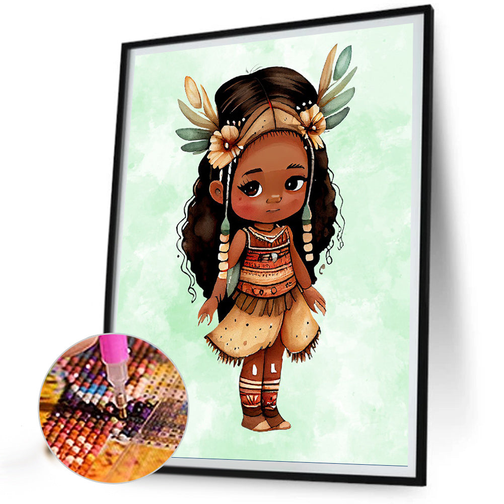 Native American Girl - Full Round Drill Diamond Painting 30*40CM