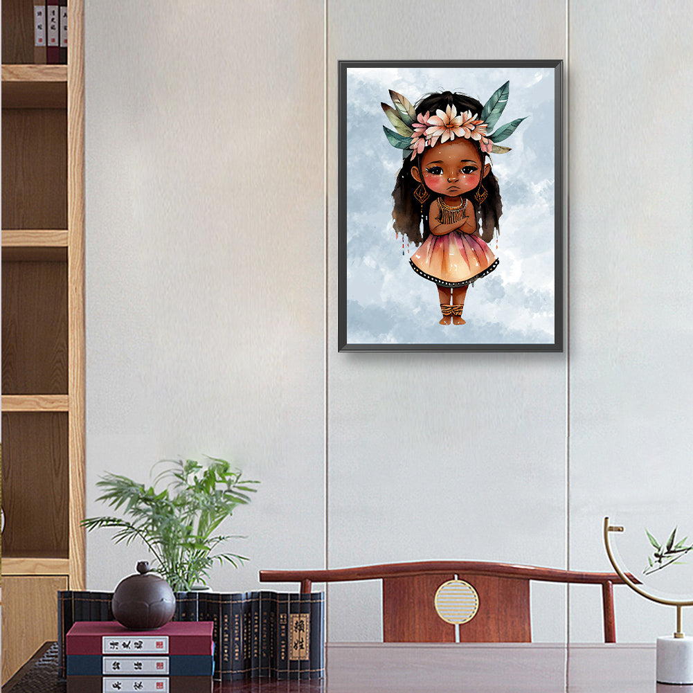 Native American Girl - Full Round Drill Diamond Painting 30*40CM