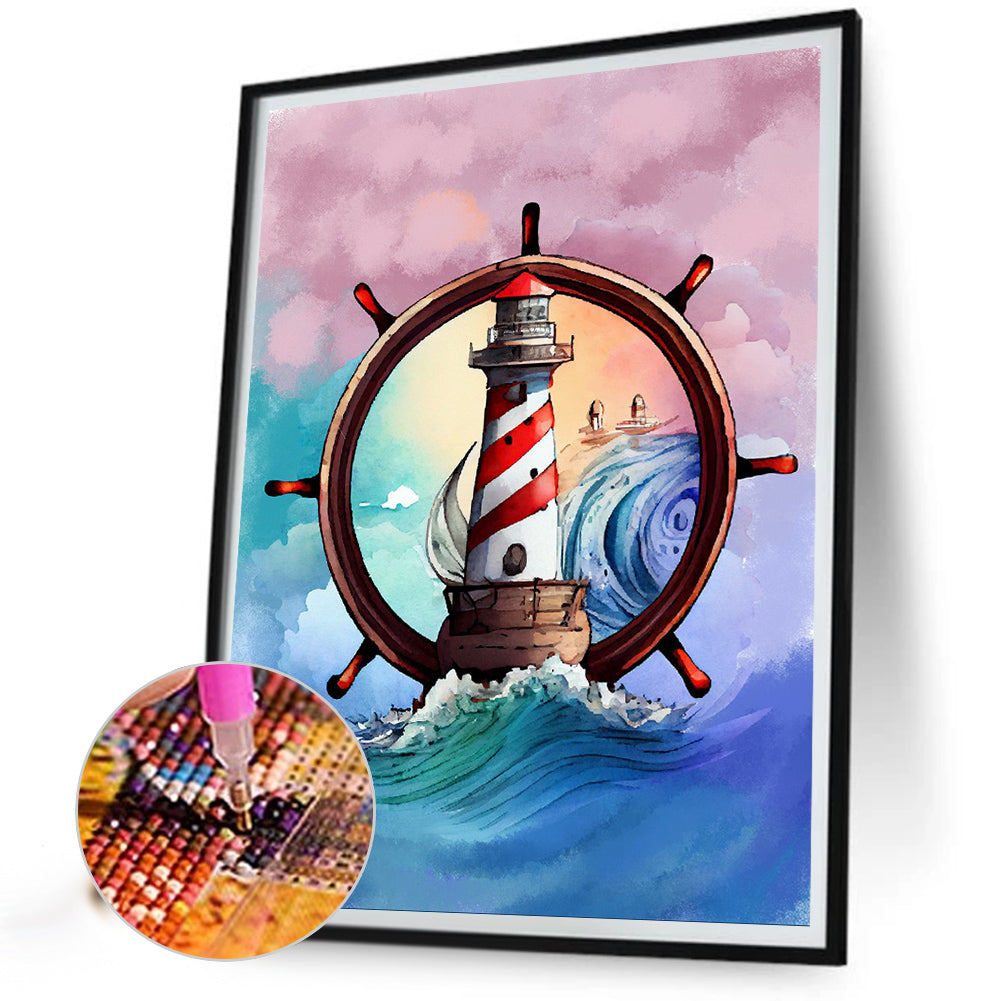 Wheel Lighthouse - Full Round Drill Diamond Painting 30*40CM