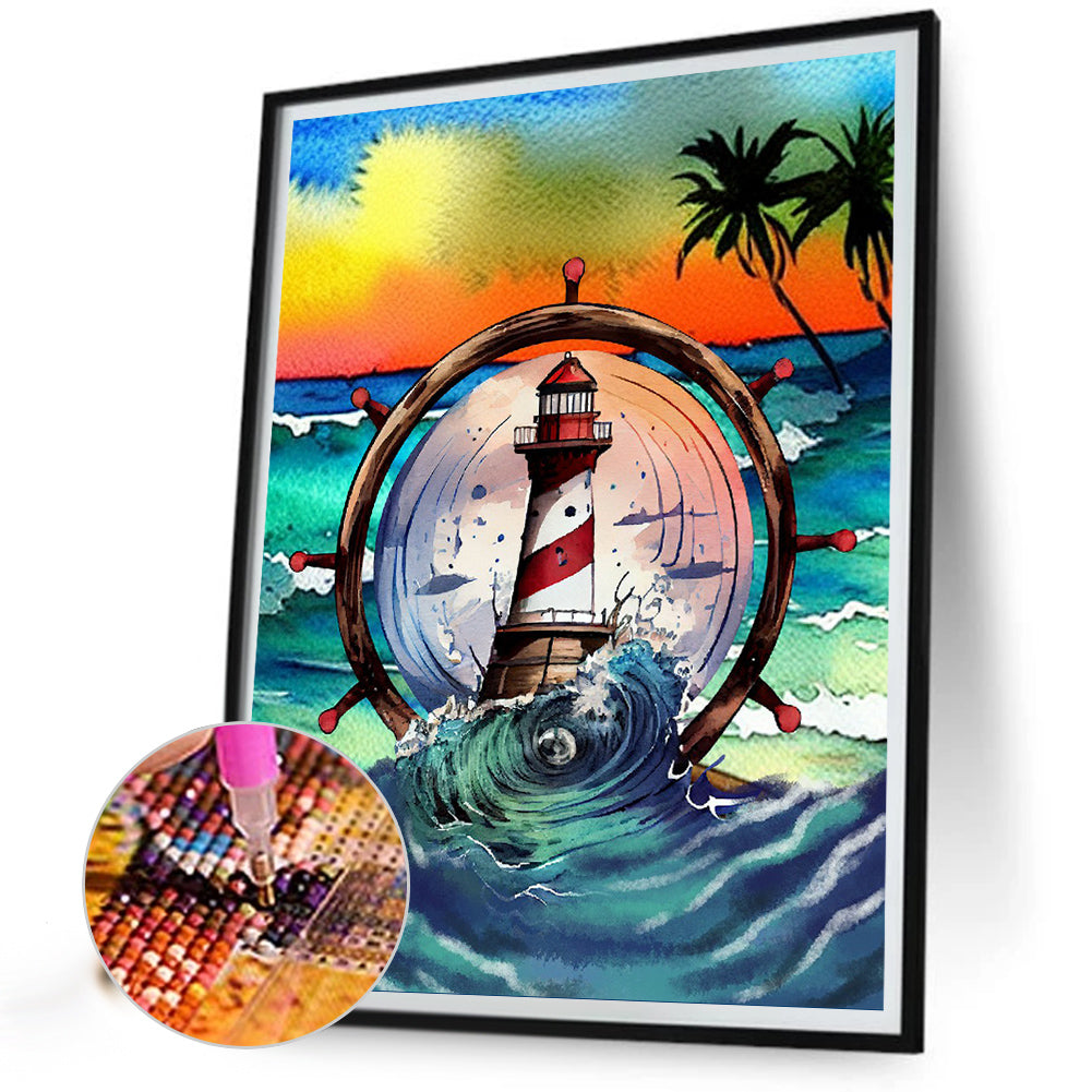Wheel Lighthouse - Full Round Drill Diamond Painting 30*40CM