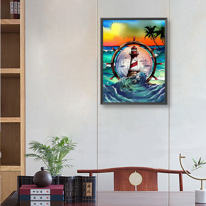 Wheel Lighthouse - Full Round Drill Diamond Painting 30*40CM