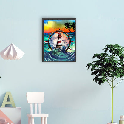 Wheel Lighthouse - Full Round Drill Diamond Painting 30*40CM