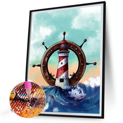 Wheel Lighthouse - Full Round Drill Diamond Painting 30*40CM