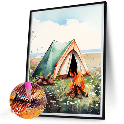 Camping - Full Round Drill Diamond Painting 30*40CM