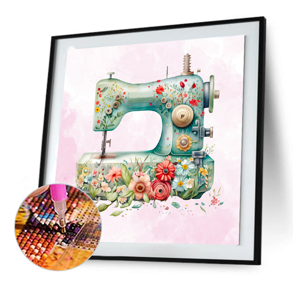Sewing Machine - Full Round Drill Diamond Painting 30*30CM