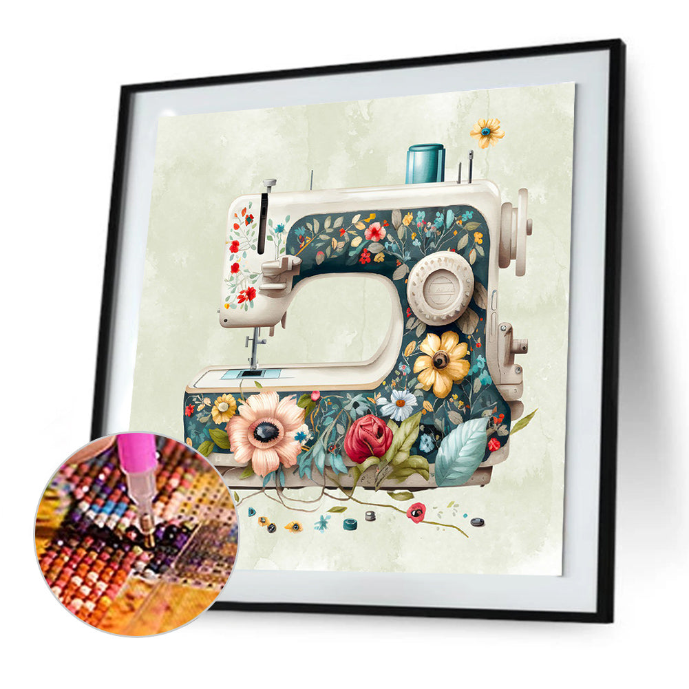 Sewing Machine - Full Round Drill Diamond Painting 30*30CM