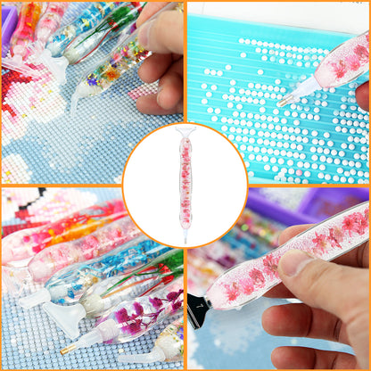 5D Resin Diamond Painting Pen Flower Point Drill Pen with Replacement Head