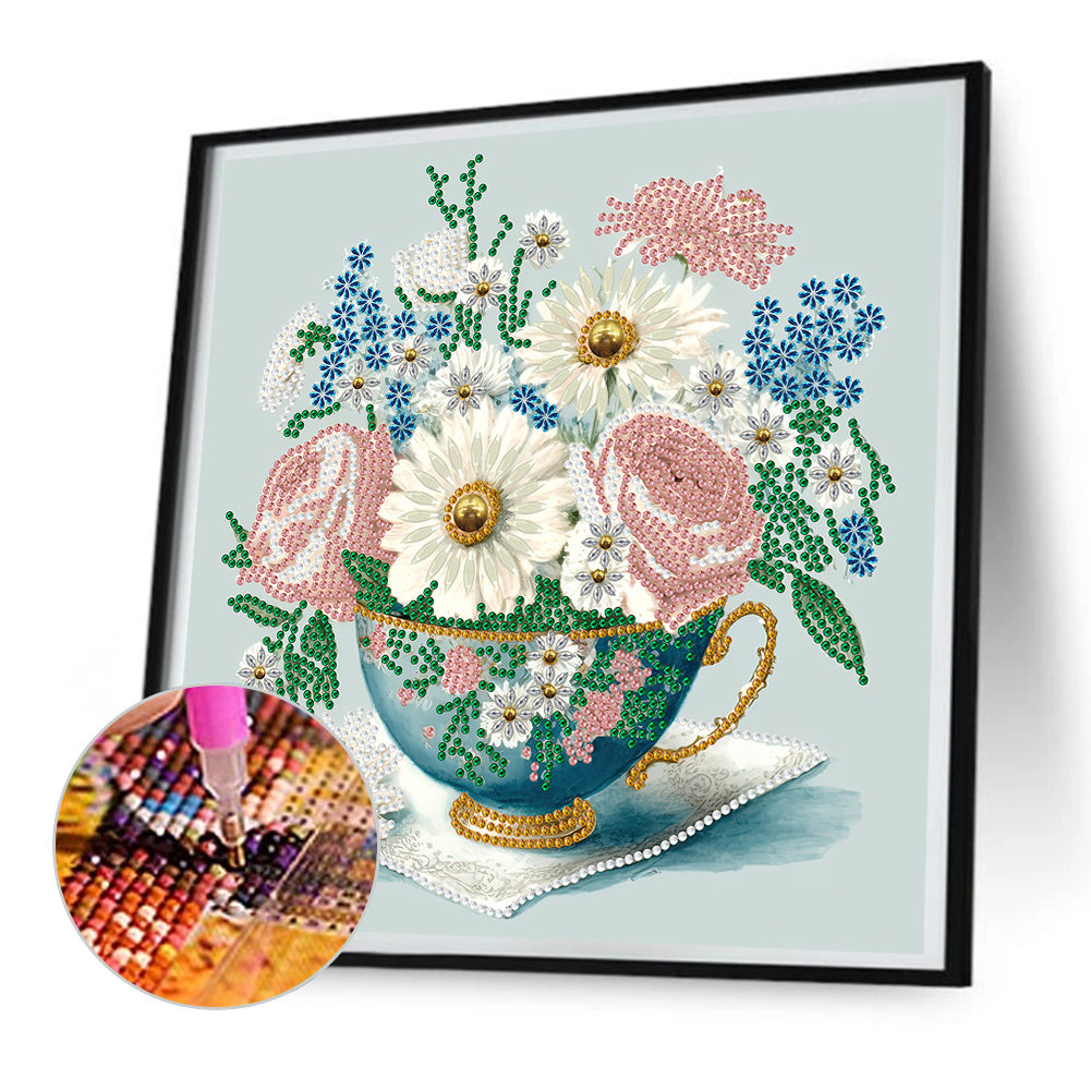 Exquisite Afternoon Tea Cup - Special Shaped Drill Diamond Painting 30*30CM