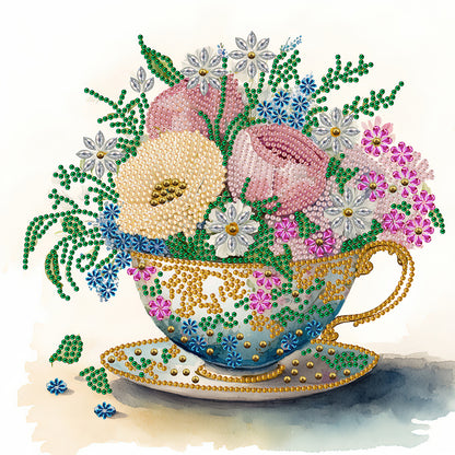 Exquisite Afternoon Tea Cup - Special Shaped Drill Diamond Painting 30*30CM