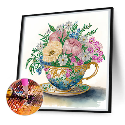 Exquisite Afternoon Tea Cup - Special Shaped Drill Diamond Painting 30*30CM