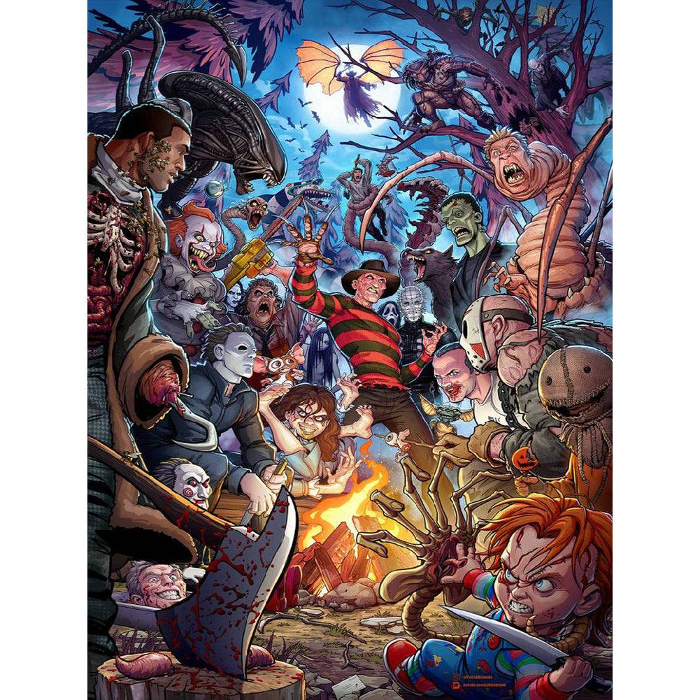 Horror Movie - Full Round Drill Diamond Painting 30*40CM