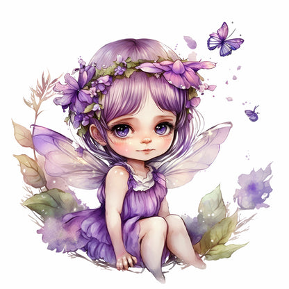 Purple Fairy - Full Round Drill Diamond Painting 30*30CM