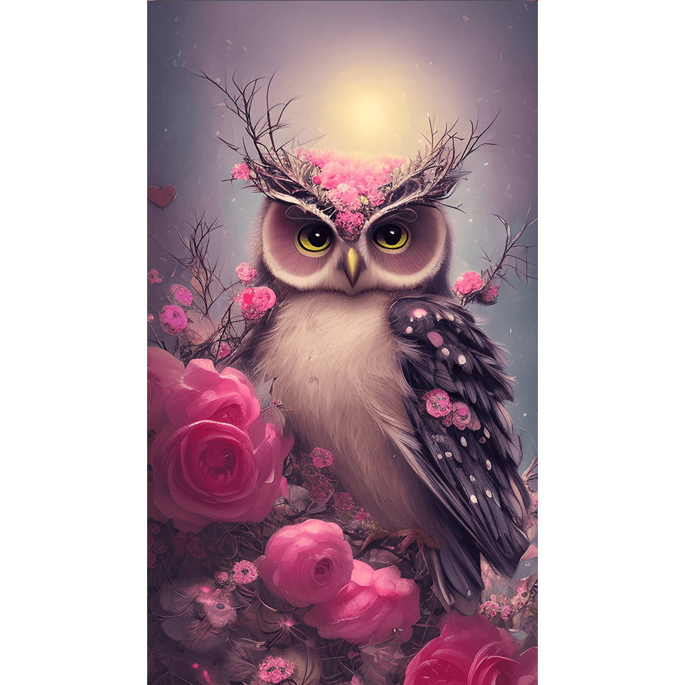 Shiny Owl - Full Round Drill Diamond Painting 40*70CM