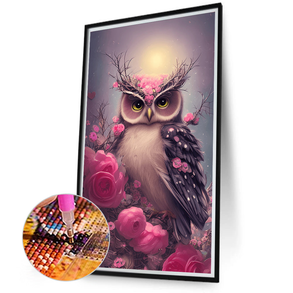 Shiny Owl - Full Round Drill Diamond Painting 40*70CM