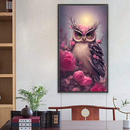 Shiny Owl - Full Round Drill Diamond Painting 40*70CM