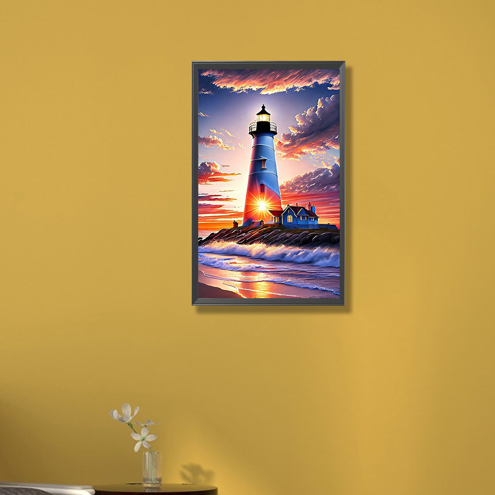 Cross Sea Lighthouse - Full Round Drill Diamond Painting 30*50CM