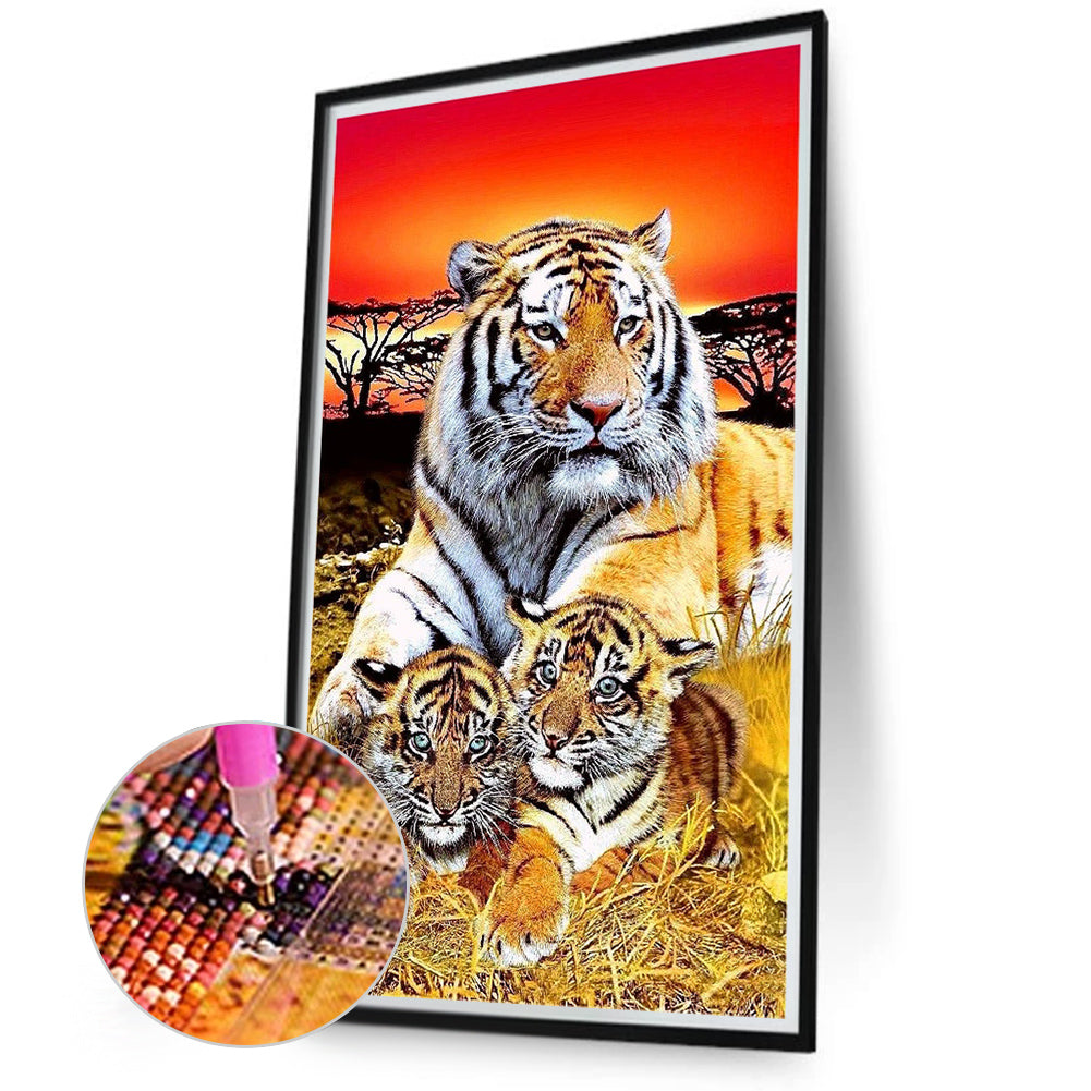 Parent-Child Tiger - Full Round Drill Diamond Painting 40*70CM