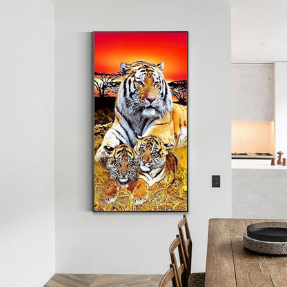 Parent-Child Tiger - Full Round Drill Diamond Painting 40*70CM