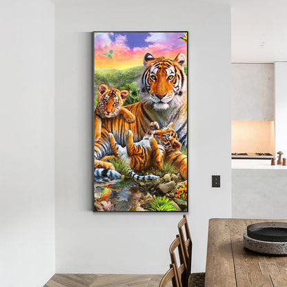 Parent-Child Tiger - Full Round Drill Diamond Painting 40*70CM