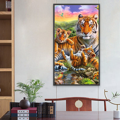 Parent-Child Tiger - Full Round Drill Diamond Painting 40*70CM