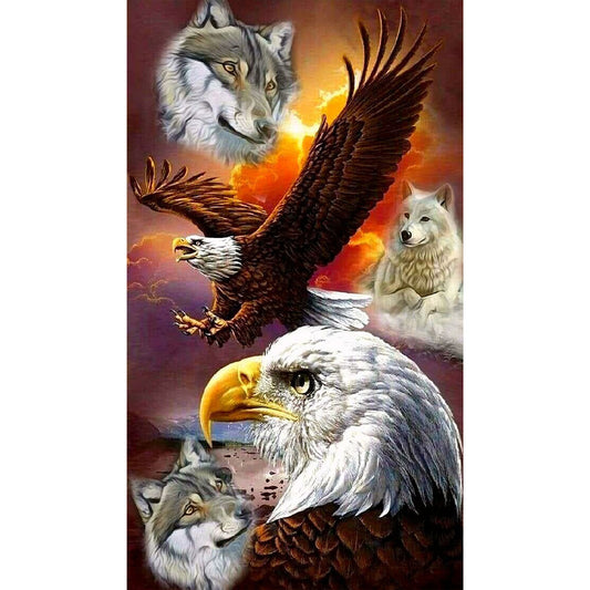 Eagle And Wolf - Full Round Drill Diamond Painting 40*70CM