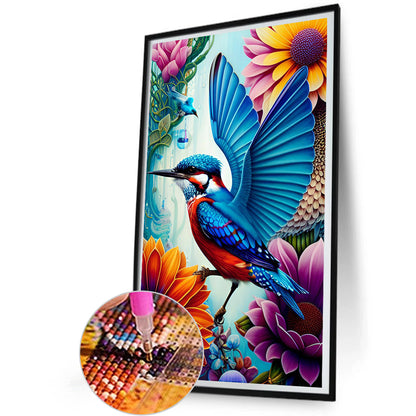 Blue Magpie Bird - Full Round Drill Diamond Painting 30*50CM