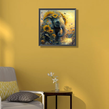 Elephant Among Sunflowers - Full Square Drill Diamond Painting 40*40CM