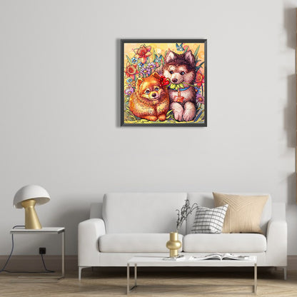 Cozy Cat And Dog - Full Round Drill Diamond Painting 30*30CM