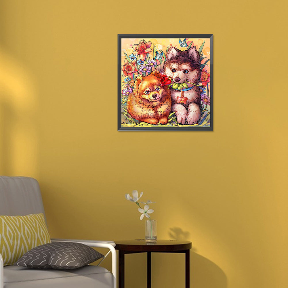 Cozy Cat And Dog - Full Round Drill Diamond Painting 30*30CM