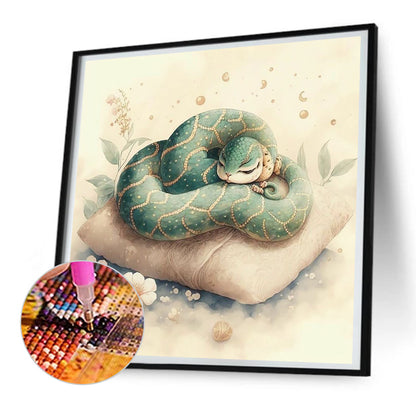Green Snake - Full Round Drill Diamond Painting 30*30CM