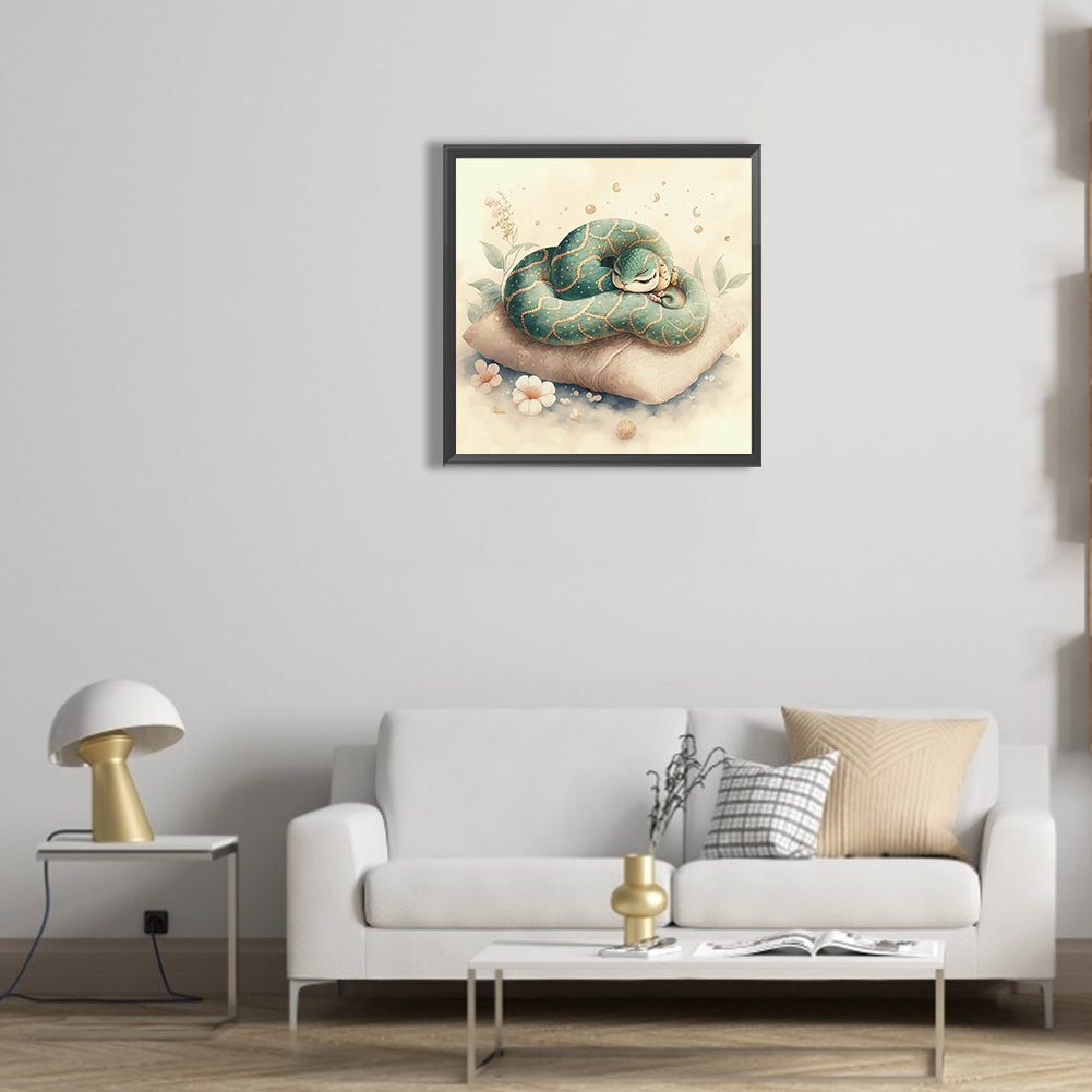 Green Snake - Full Round Drill Diamond Painting 30*30CM