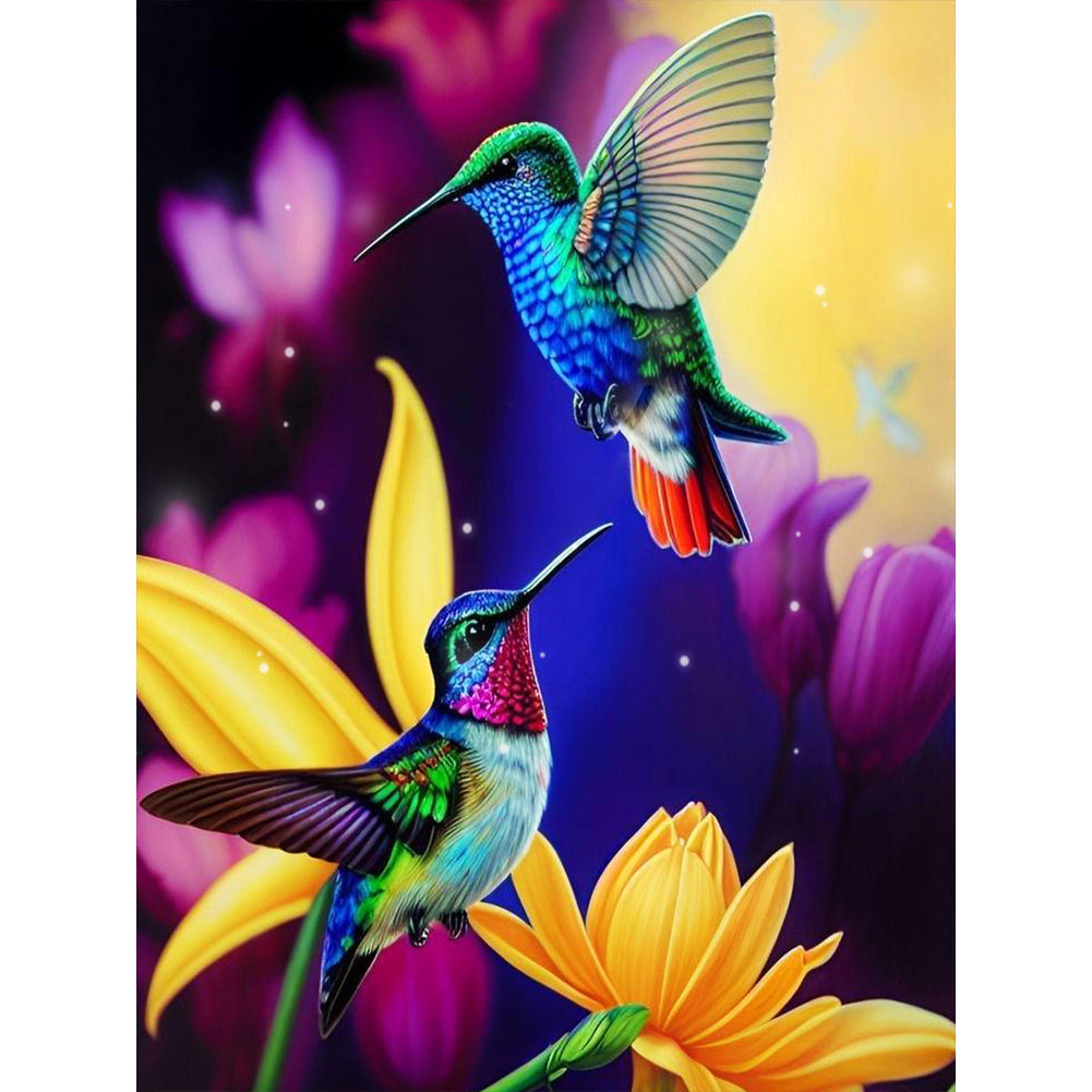 Two Hummingbirds - Full Round Drill Diamond Painting 30*40CM