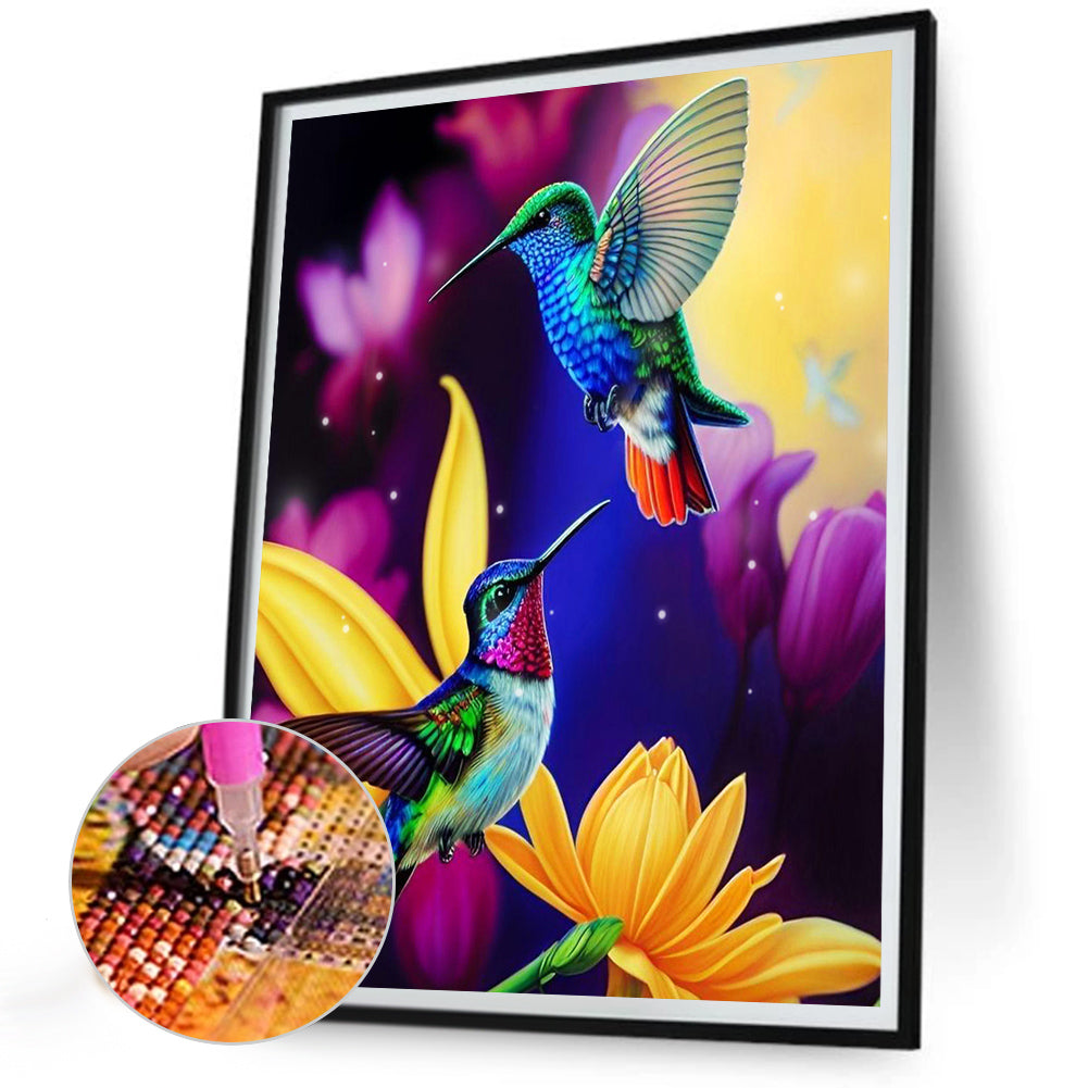 Two Hummingbirds - Full Round Drill Diamond Painting 30*40CM