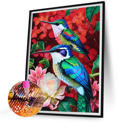 Hummingbird On Flower - Full Round Drill Diamond Painting 30*40CM