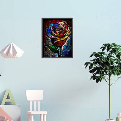 Blooming Rose Glass Painting - Full Round Drill Diamond Painting 30*40CM