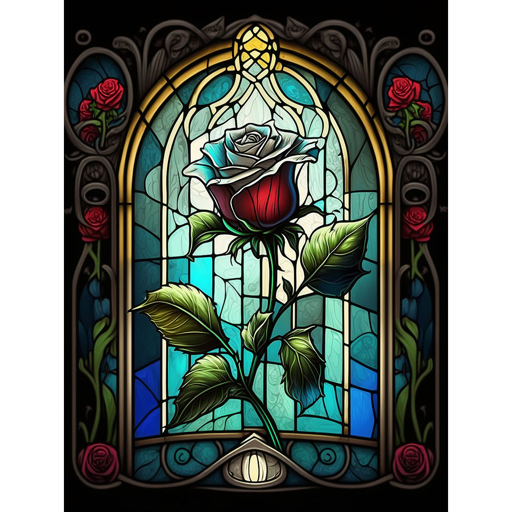 Blooming Rose Glass Painting - Full Round Drill Diamond Painting 30*40CM