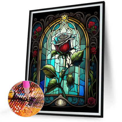 Blooming Rose Glass Painting - Full Round Drill Diamond Painting 30*40CM