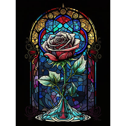 Blooming Rose Glass Painting - Full Round Drill Diamond Painting 30*40CM