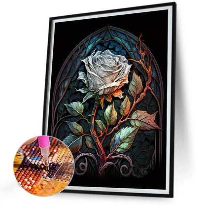 Blooming Rose Glass Painting - Full Round Drill Diamond Painting 30*40CM