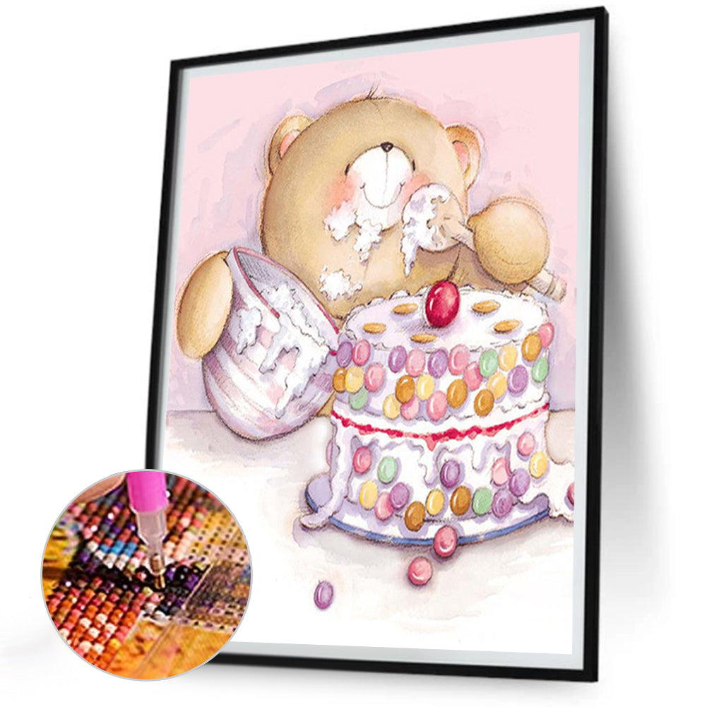 Bear Eating Cake - Full Round Drill Diamond Painting 30*40CM